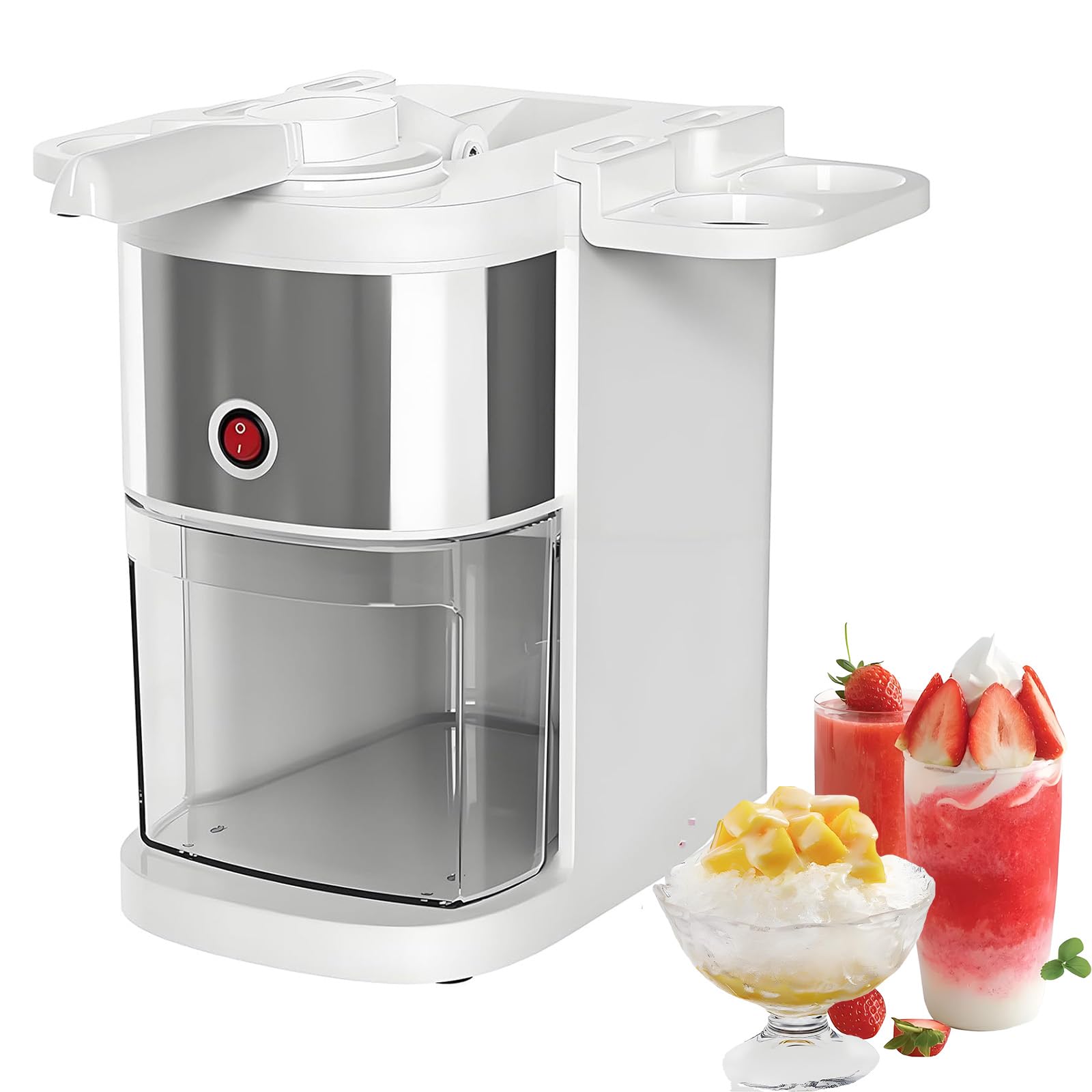 Tritaghiaccio Professionale, Macchina per Granita da 200 W, con Lame in Acciaio Inox, Alta Efficienza 80 kg/h, capacità 2,5 L, per Granite E Bevande Ghiacciate