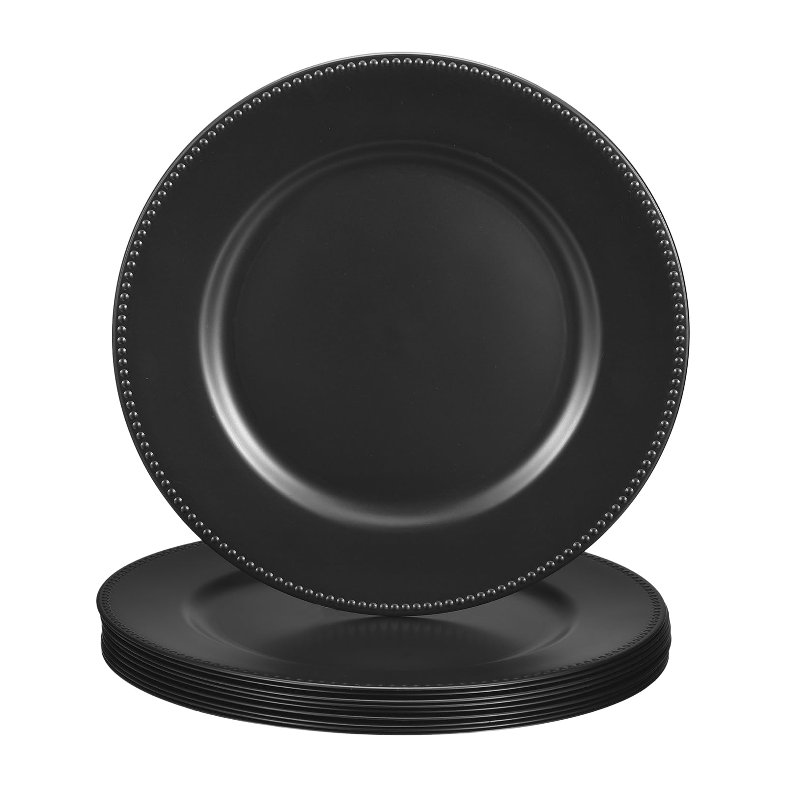uxcell 10 platos de carga a granel de plástico de 13 pulgadas, cargador de platos redondos para cena, boda, fiesta, evento, mesa, decoración, color negro