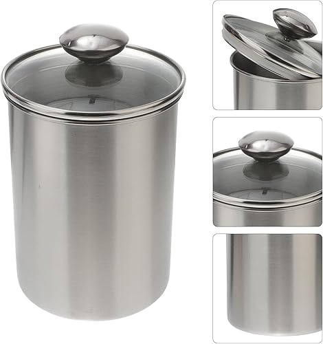 Miniatura 7 de DOITOOL Recipiente de almacenamiento de harina de acero inoxidable con tapa sellada, recipiente de almacenamiento de alimentos secos grueso de metal