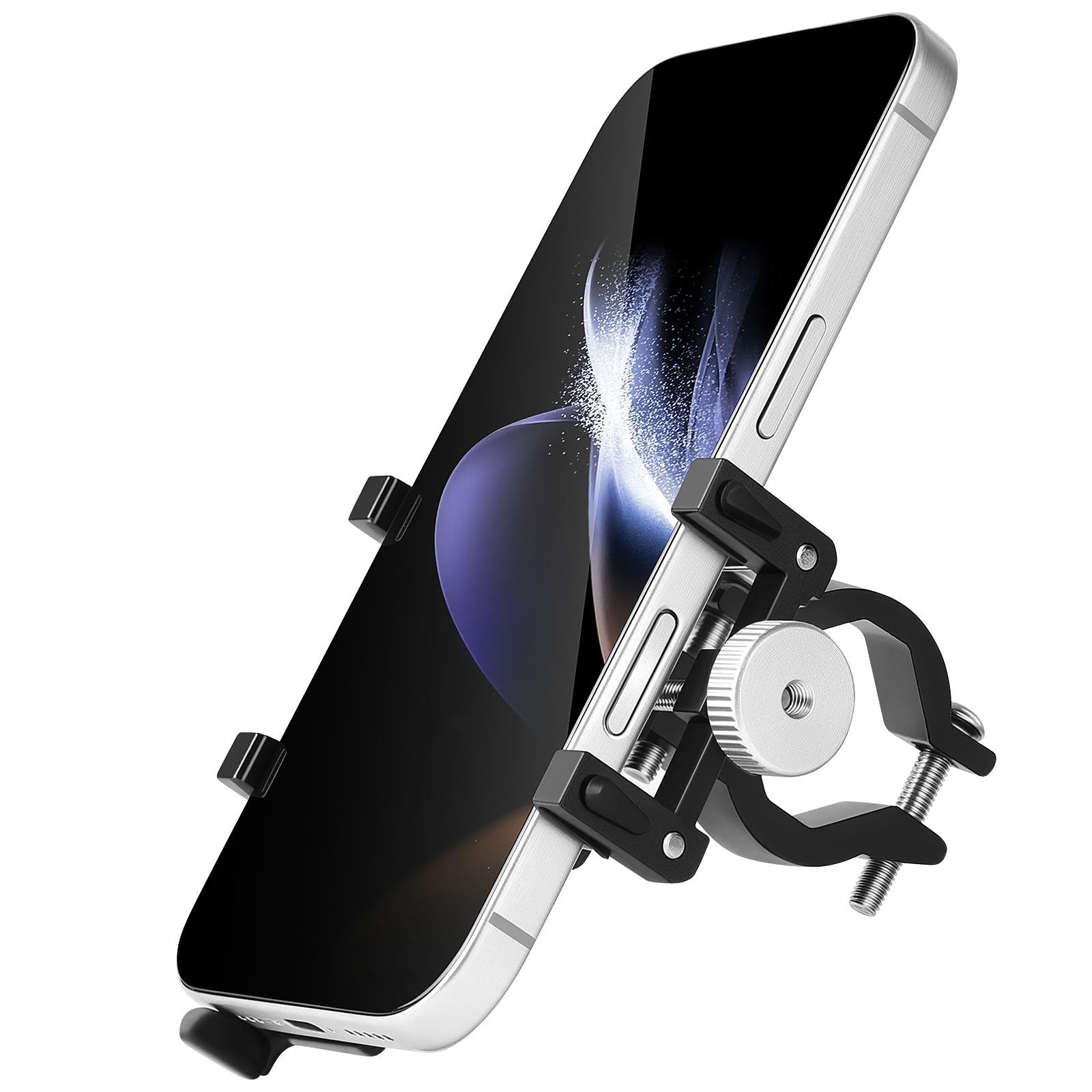 Homoto Handyhalterung Fahrrad, Aluminium Universal Motorrad Handyhalterung Fahrrad Lenker für 4,5-7,0 Zoll Smartphone, E-Bike E Scooter Zubehör Mobile 