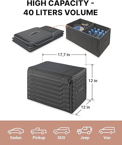 Miniatura 7 de Organizador plegable para maletero de automóvil, organizador de maletero de automóvil, organizador plegable para maletero con tapa, organizador de
