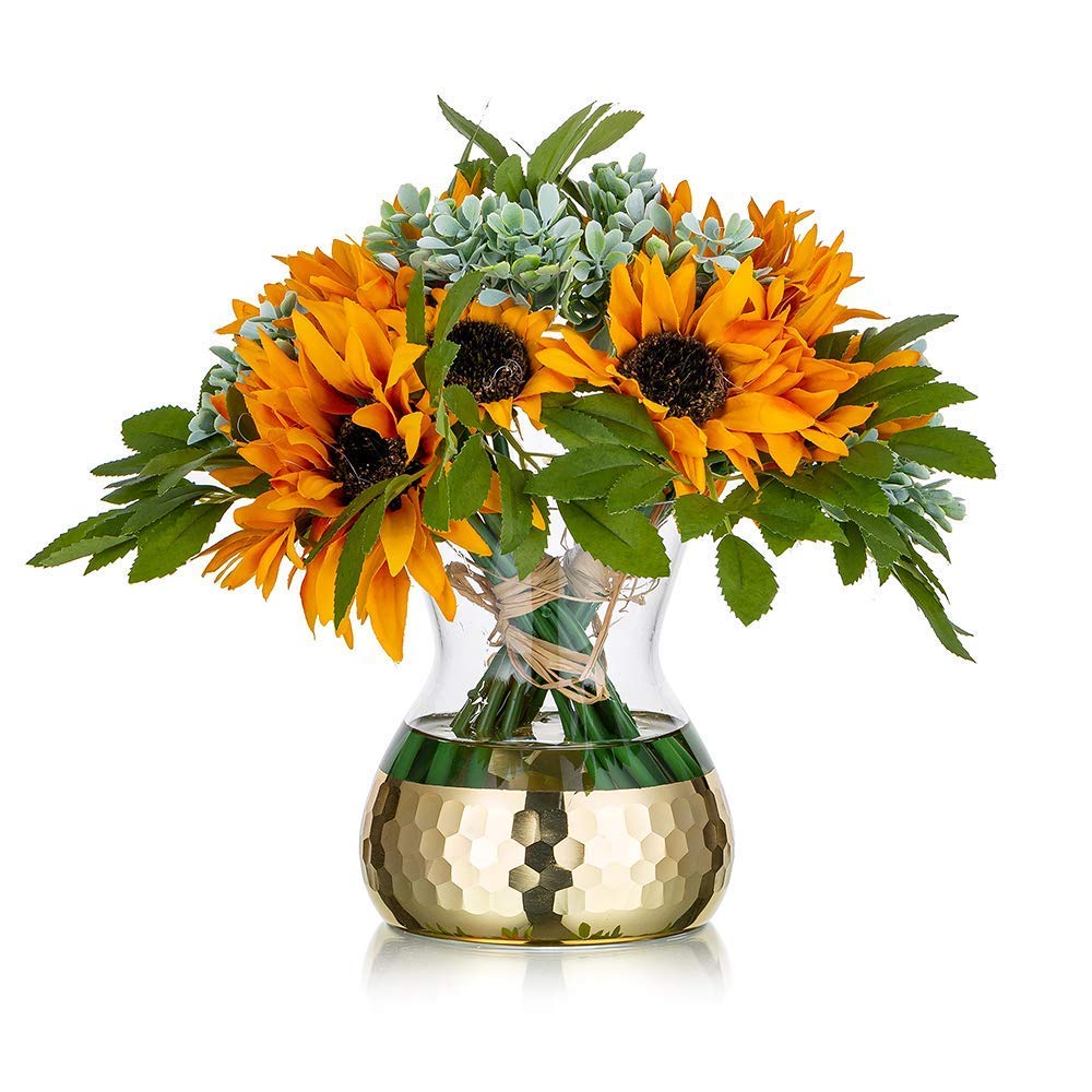 Amazon.co.jp: 絶妙な花瓶、装飾用花瓶、クリアガラス花瓶、金色の装飾