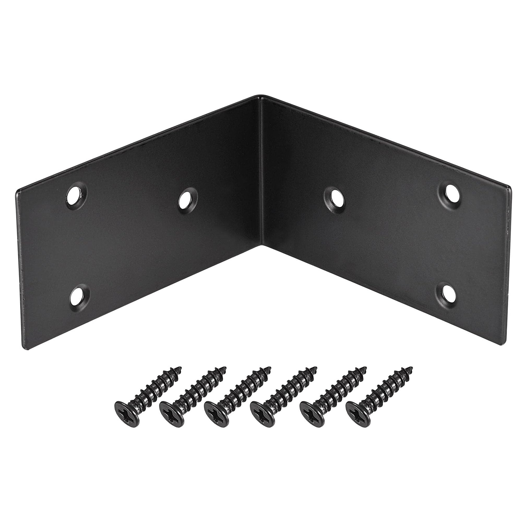 TA-VIGOR Heavy Duty L Brackets, 100x100x50mm Black Stainless Steel Corner Braces, 90 Degree Brackets with Screws