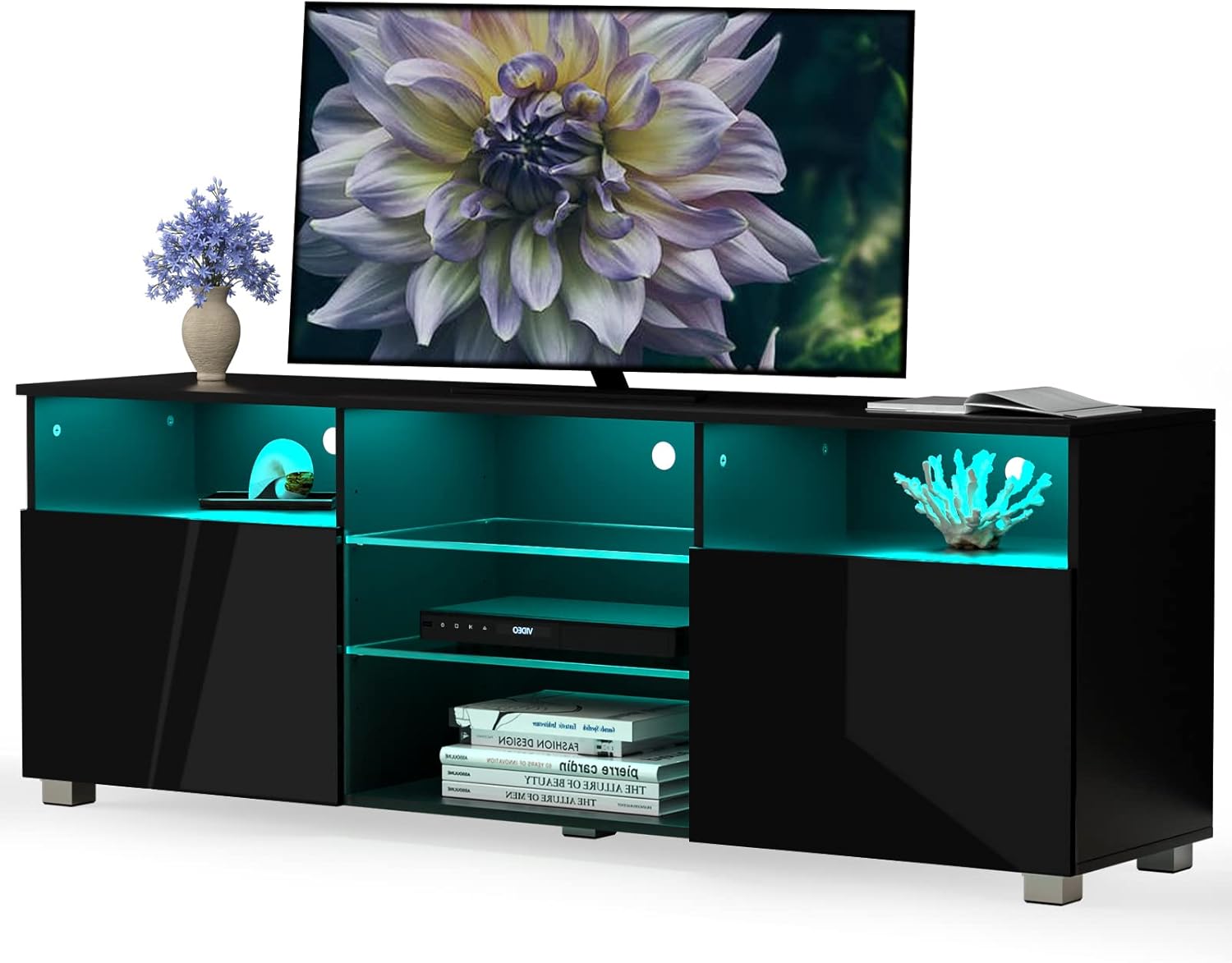 Buy High Glossy LED Black TV Stand for 55/60/65 inch TV,Modern LED