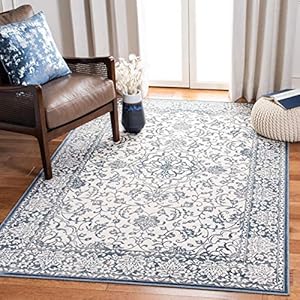 Safavieh Perzisch geïnspireerd tapijt, NBL659, geweven polyester en viscose, donkerblauw/ivoor, 99 x 139 cm