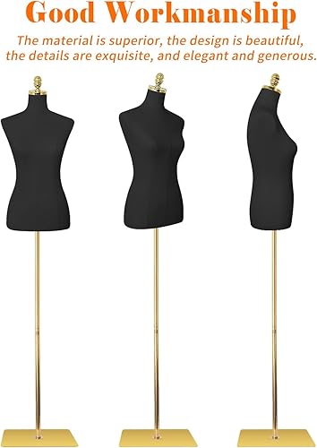 Miniatura 5 de Maniquí de maniquí femenino con soporte de metal y base rectangular, altura del cuerpo del maniquí de 40.55 a 73.23 pulgadas, altura ajustable para