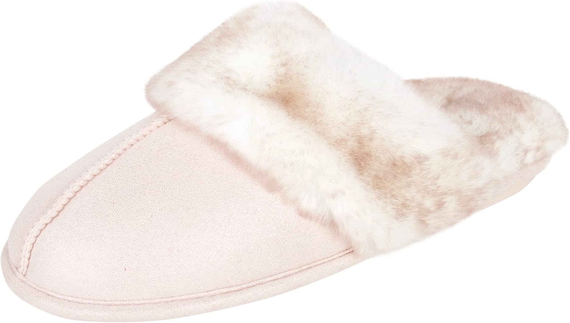 Jessica Simpson womens Comfy Faux Fur House Slipper Scuff Memory Foam Slip on Anti-skid SoleSlipper