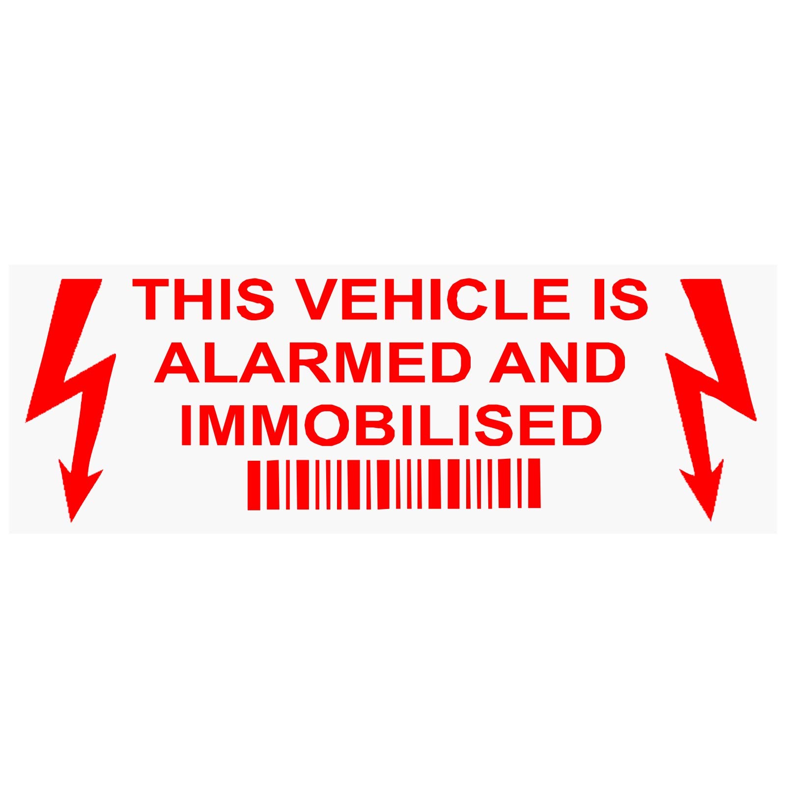 5 x V1 Alarm and Immobiliser Fitted Stickers Lightning RED onto Clear 30x87mm Security Warning Window Signs Car Van Truck Caravan Motorhome Lorry Taxi Minicab Automobile Notice Deterrent Safety
