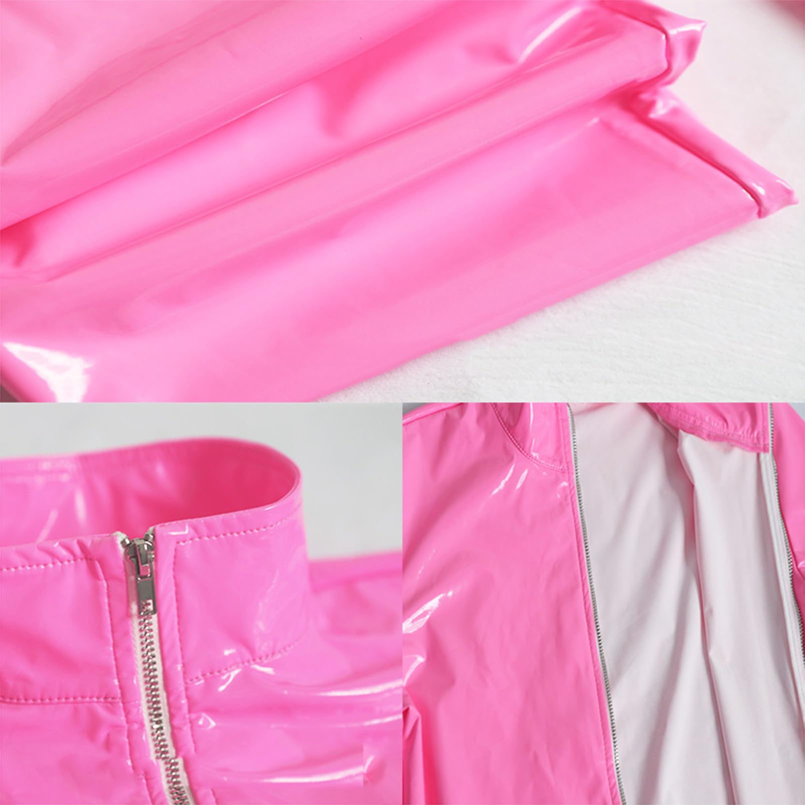 Generisch Frauen Sexy Spiegel Latex-Ammoniak Ganzanzug Freizeit Sport Reißverschluss Langarm Enge Passform Bodysuit Nachtclub Bühne Zeigen Kleidung