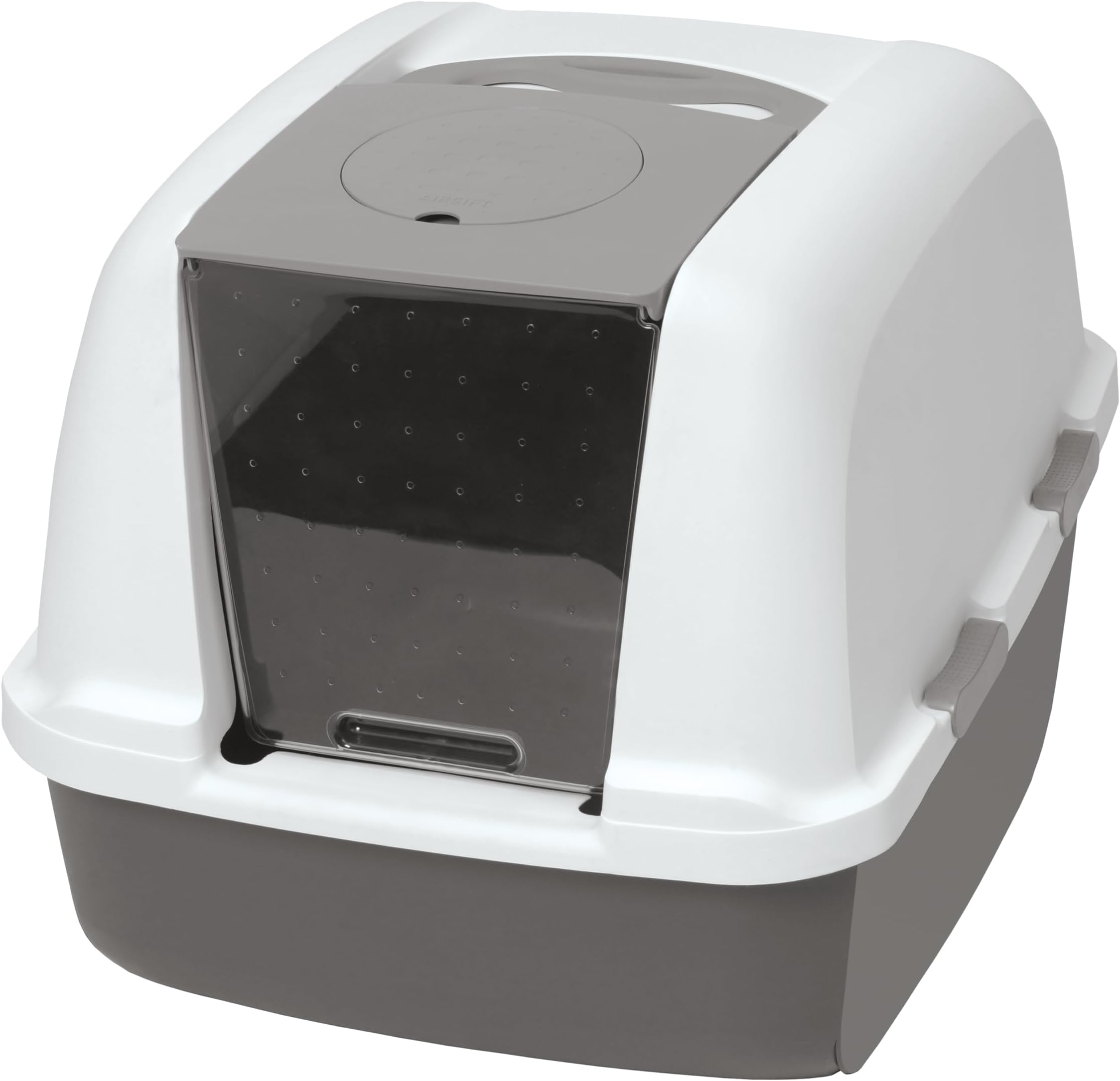 Catit Jumbo Hooded Cat Pan, White/Grey, 57-46.5-50cm