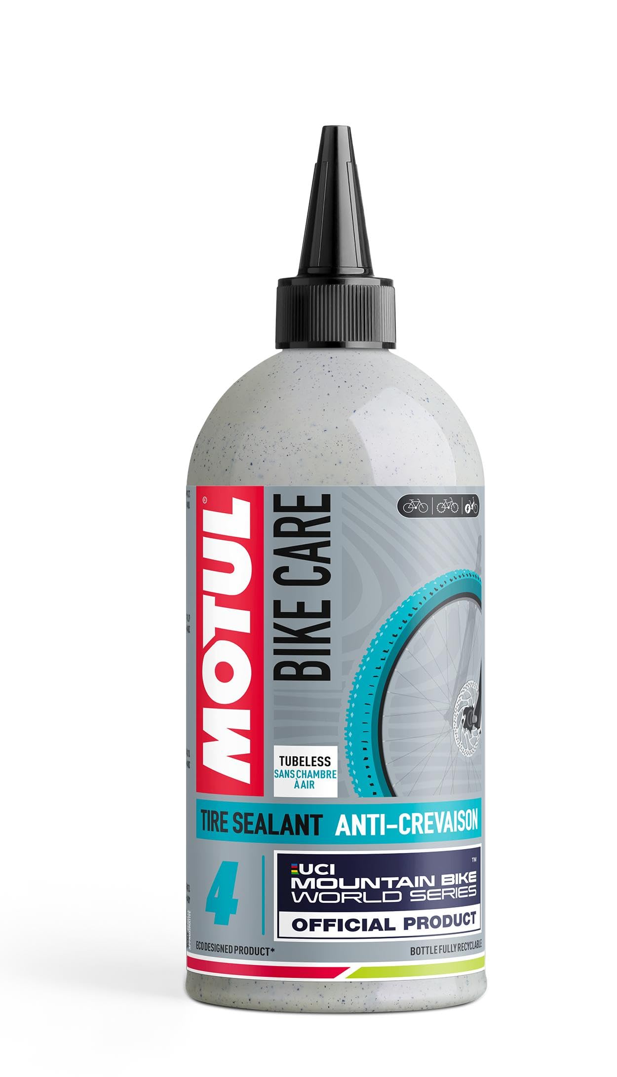 Motul - Liquido Preventivo Antiforatura per Biciclette MTB Tubeless - Gomme Senza Camera d’Aria - Fori Piccoli e Medi - Compatibile con MTB Elettriche - Bike Care Tire Sealant Off Road - 500 ml