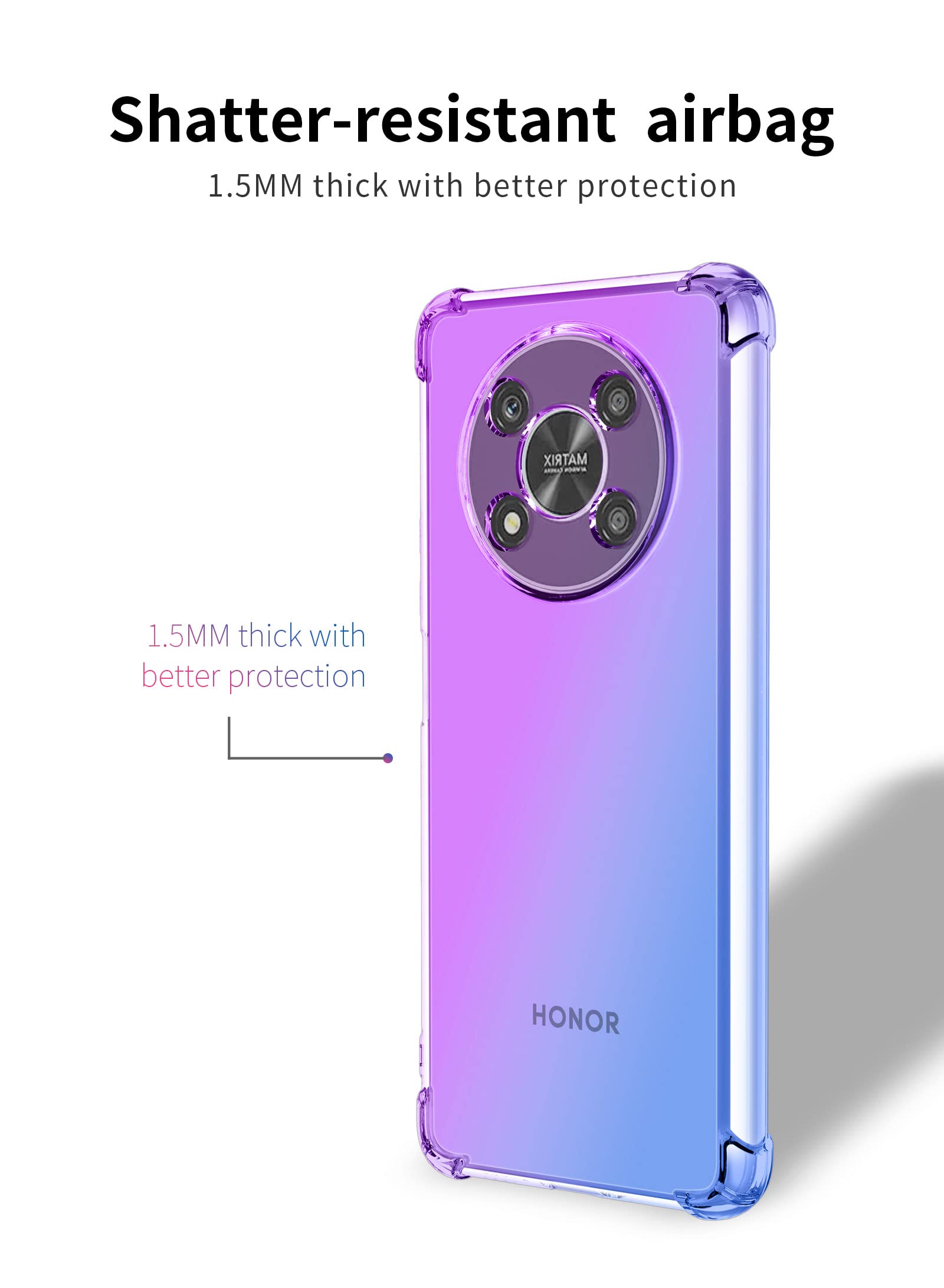 HONLEN Case For Honor Magic4 Lite 5G, 6.81 Inch Transparent Gradient - View #11