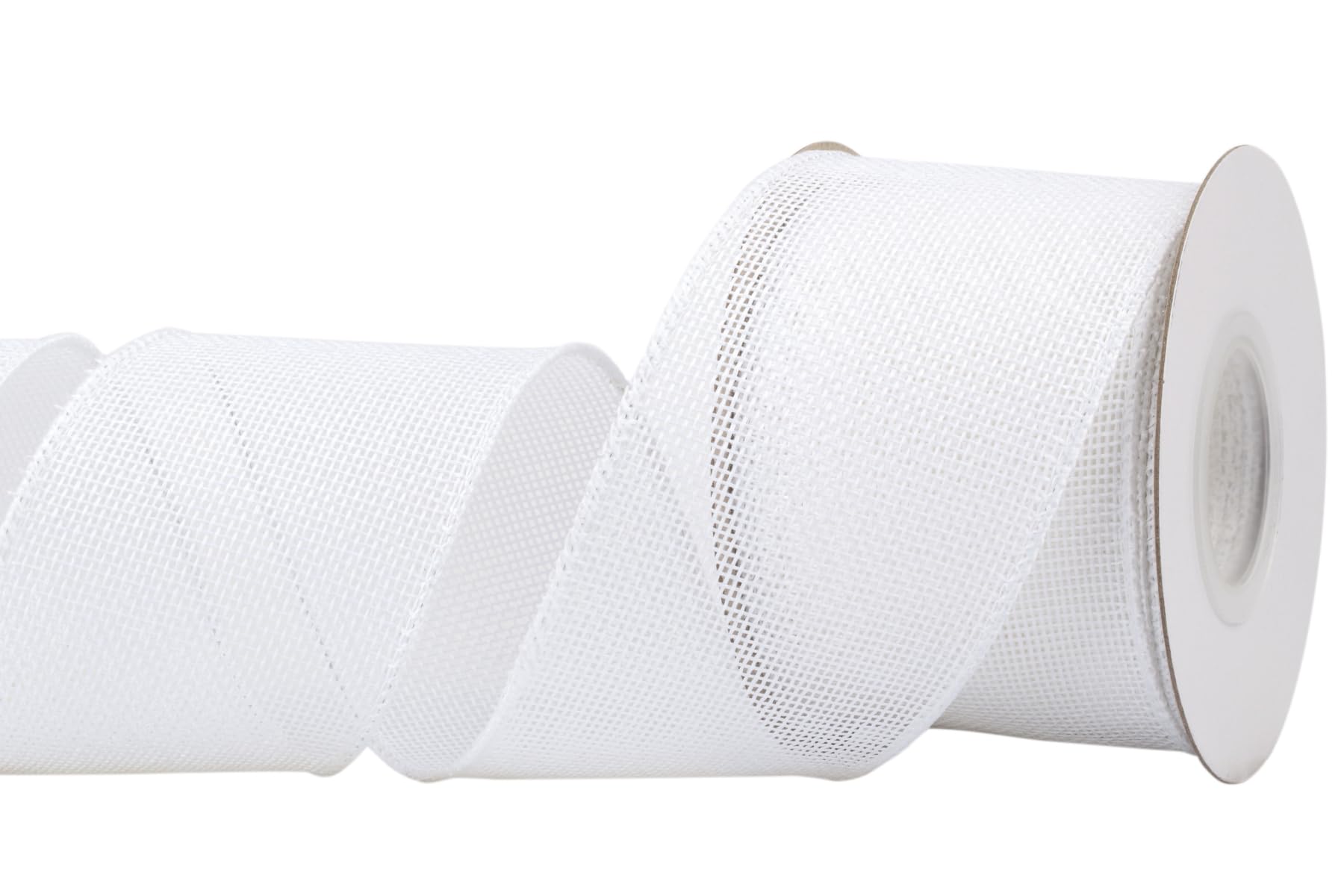 Joycrosso Burlap Wired Edge Ribbon 63mm x 9 Meters, White, Ideal for Crafting, Gift Wrapping, Wreath, Christmas Tree, and Rustic Wedding Decorations — image 1