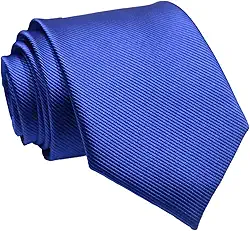 Gravata clássica de cor sólida para homens - Gravata de seda formal para negócios, casamento e escritório, Azul