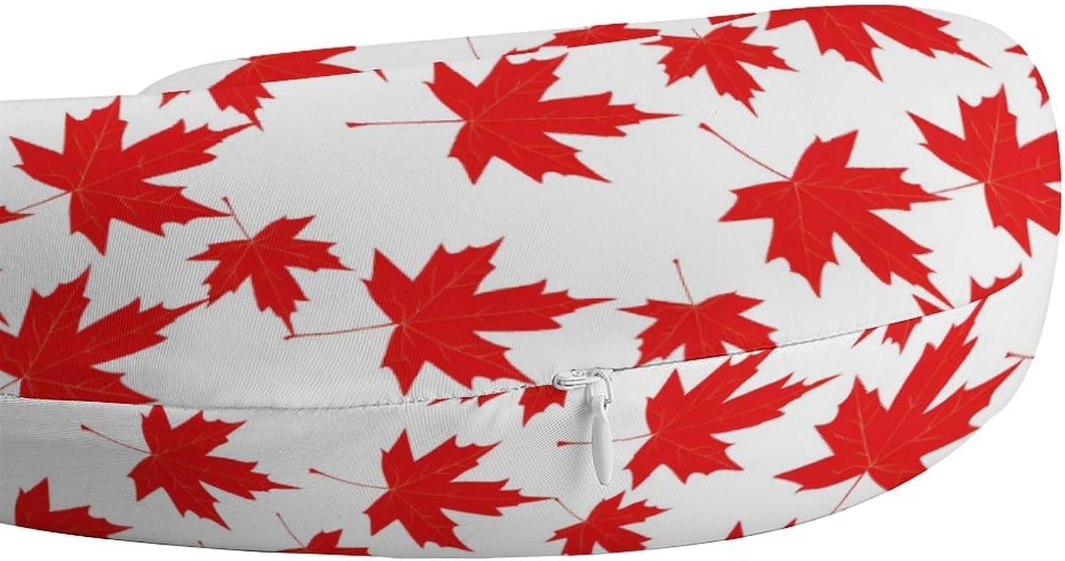 Canadian Maple Leaf Pattern Travel Pillow U Shape Neck Pillow Washable Pillowcase for Sleeping Chair