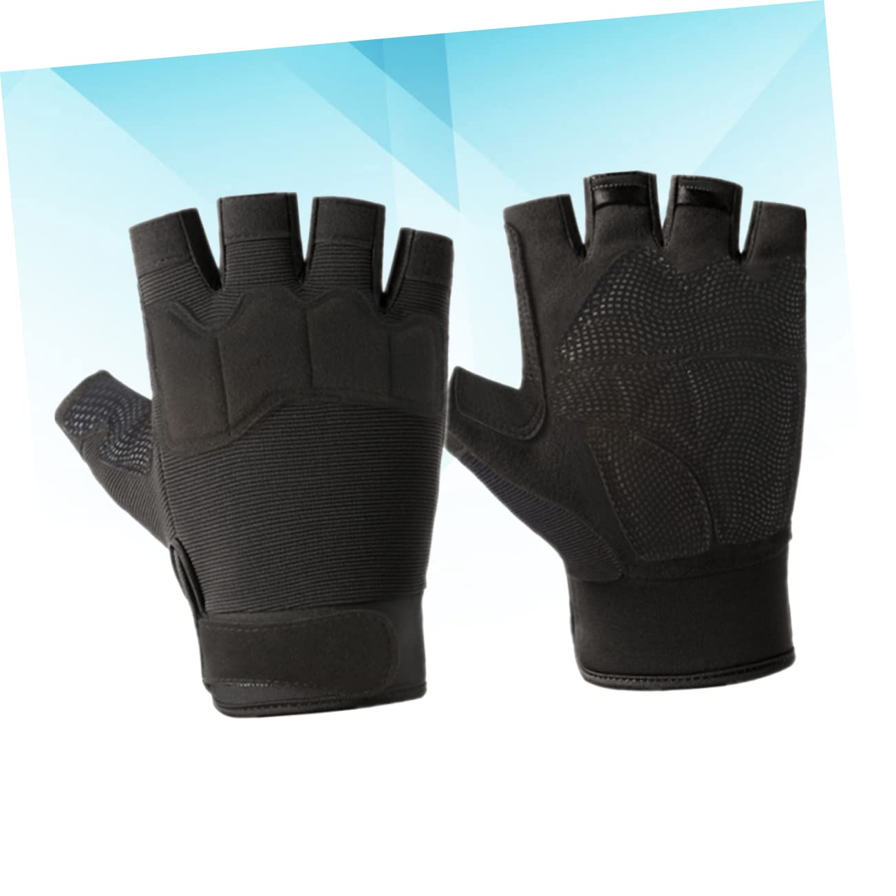 NOLITOY 1 Pair Nonskid Half Finger Sports Gloves for Men Breathable Cycling Fitness Gym Gloves with Shockproof Palm Pad Comfortable Design for Road Biking Black Style