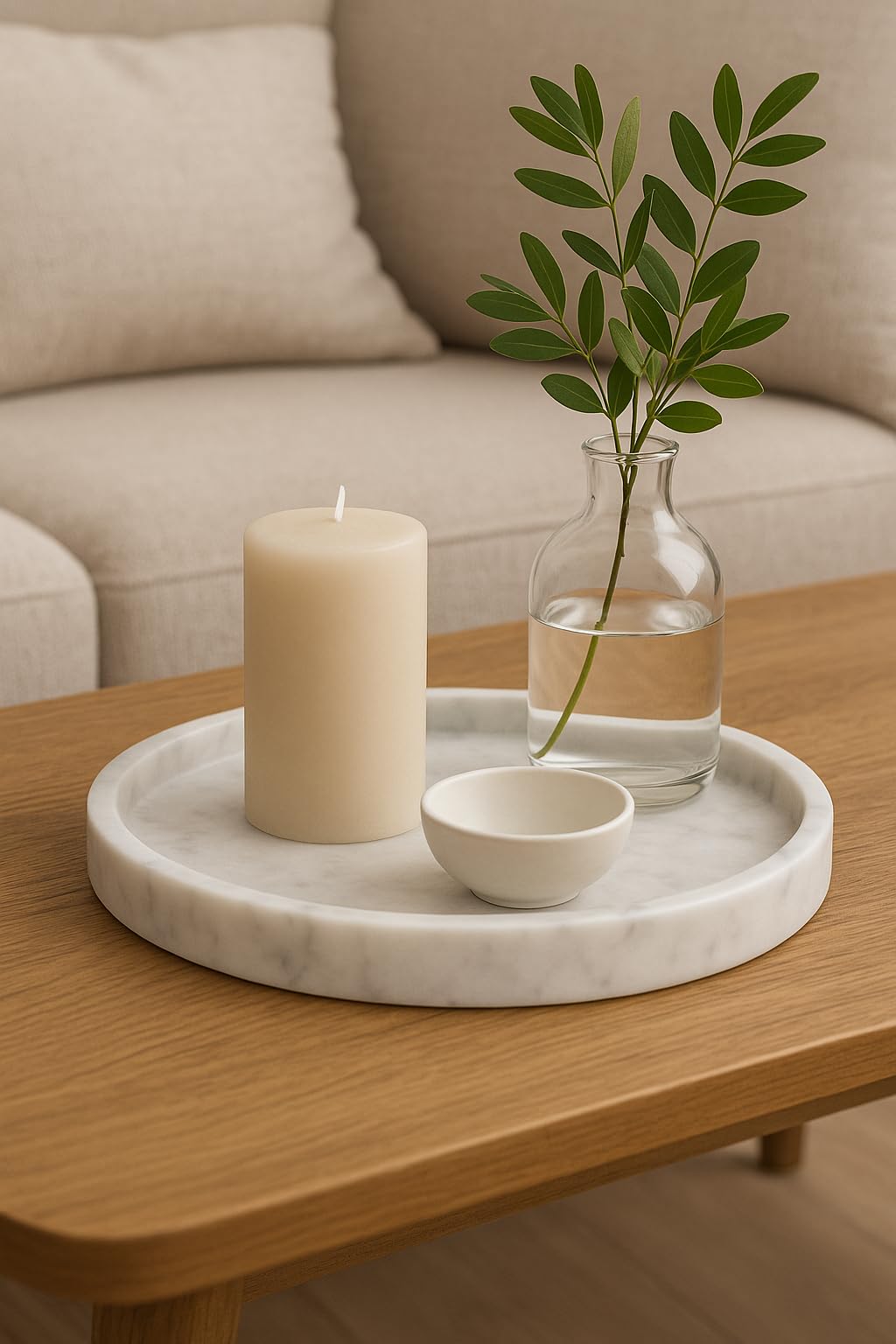 ROTONDI Carrara – Piatto Rotondo in Marmo Bianco Ø 25 cm | Elegante, Lucido, Naturale | Decorazione Casa, Bagno, Cucina, Soggiorno | Portaoggetti e Arredo Design