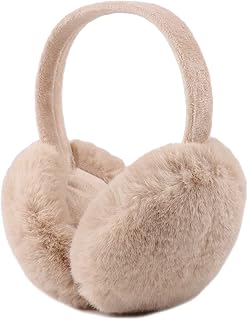 Yuoahcn Women Girls Ear Muffs Fashion Warm Plush Earmuffs Winter Foldable Ear Warmer Windproof Adjustable Earmuff (Khaki)