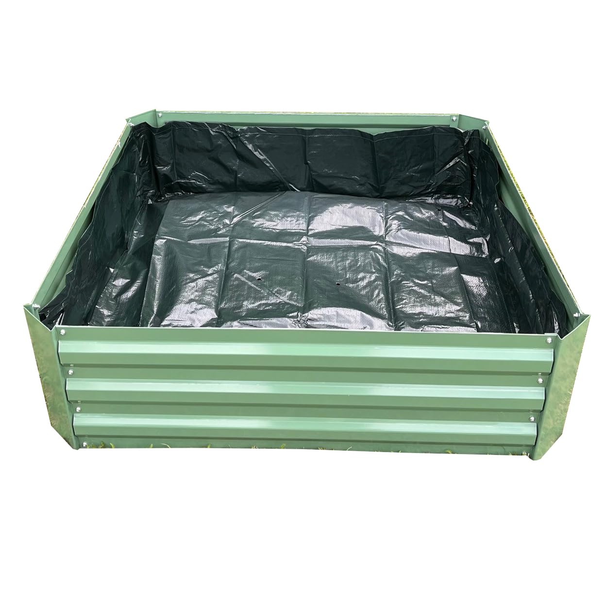 Selections Green Square Metal Raised Vegetable Bed Garden Planter In With Liner (100Cm X 30Cm)