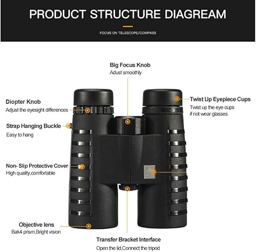 Miniatura 5 de BBSJ 10x42 Camping Hunting Binoculars Ascar Binoculars Wide Angle Professional Binoculars with Neck Strap Carrying Bag Binoculars