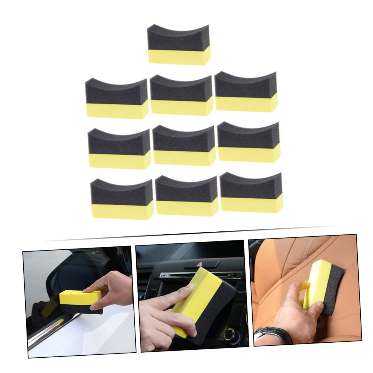 Cabilock 5 Series Esponja De Lavado De Autos Esponja De Coche Aplicador De Brillo De Llantas De Limpieza Almohadillas De Cera Lavar Húmedo Suave Largo Compuesto PE 10 Piezas X 5
