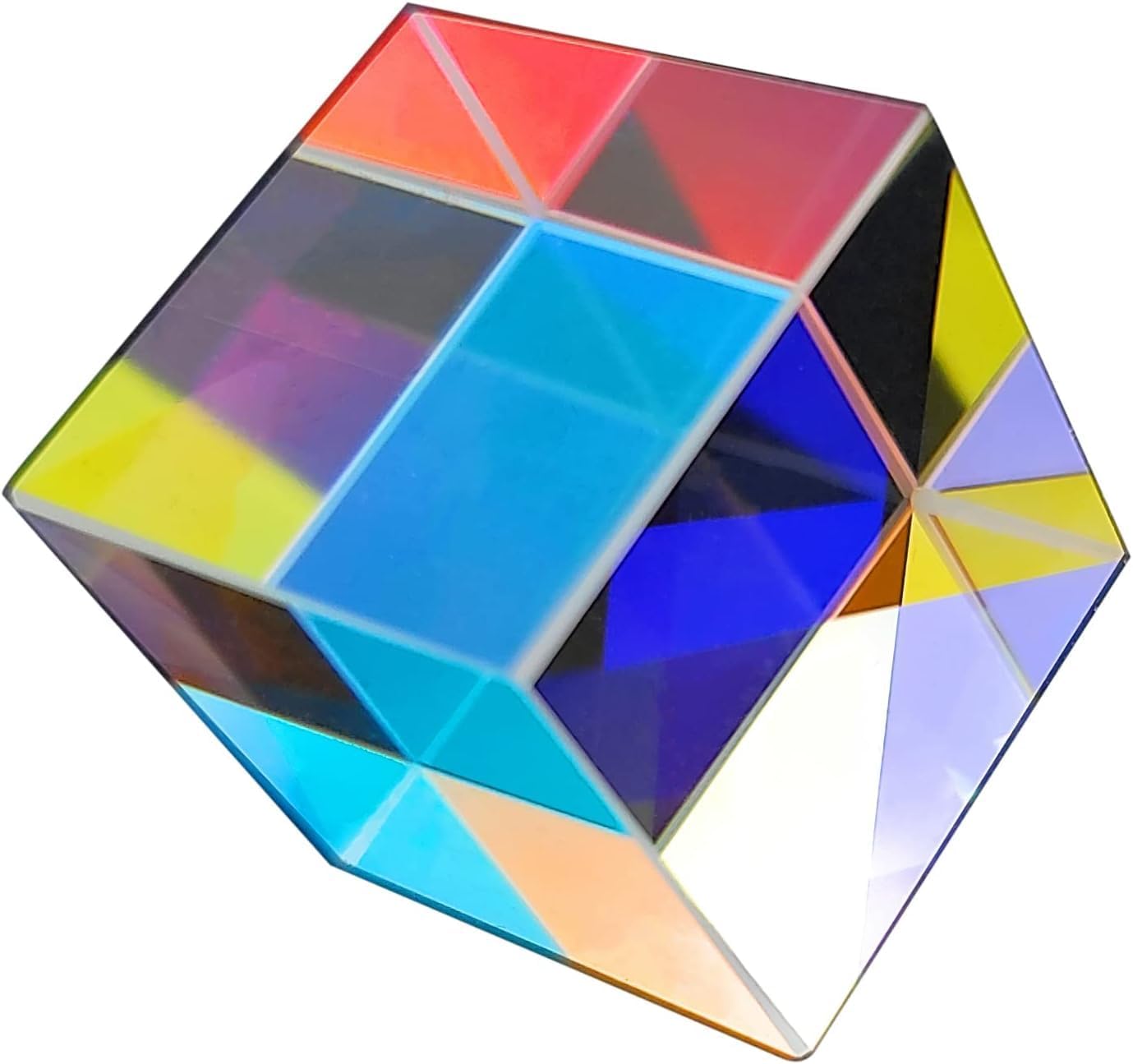 Labnique 20 mm Glass Cube Prism, RGB Dispersion Prism, X-Cube, Dichroic Cube, for Teaching of Optics, Photo Effects, and Decoration