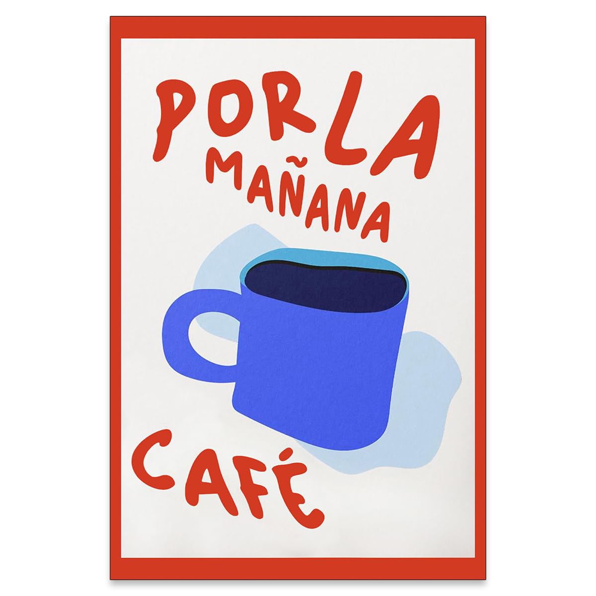 Kitchen Wall Art Por La Mañana Cafe Print Vintage Coffee Artwork Pictures Posters for Home Dining Room Living Room Office Apartment Decor 16x24in Unframed