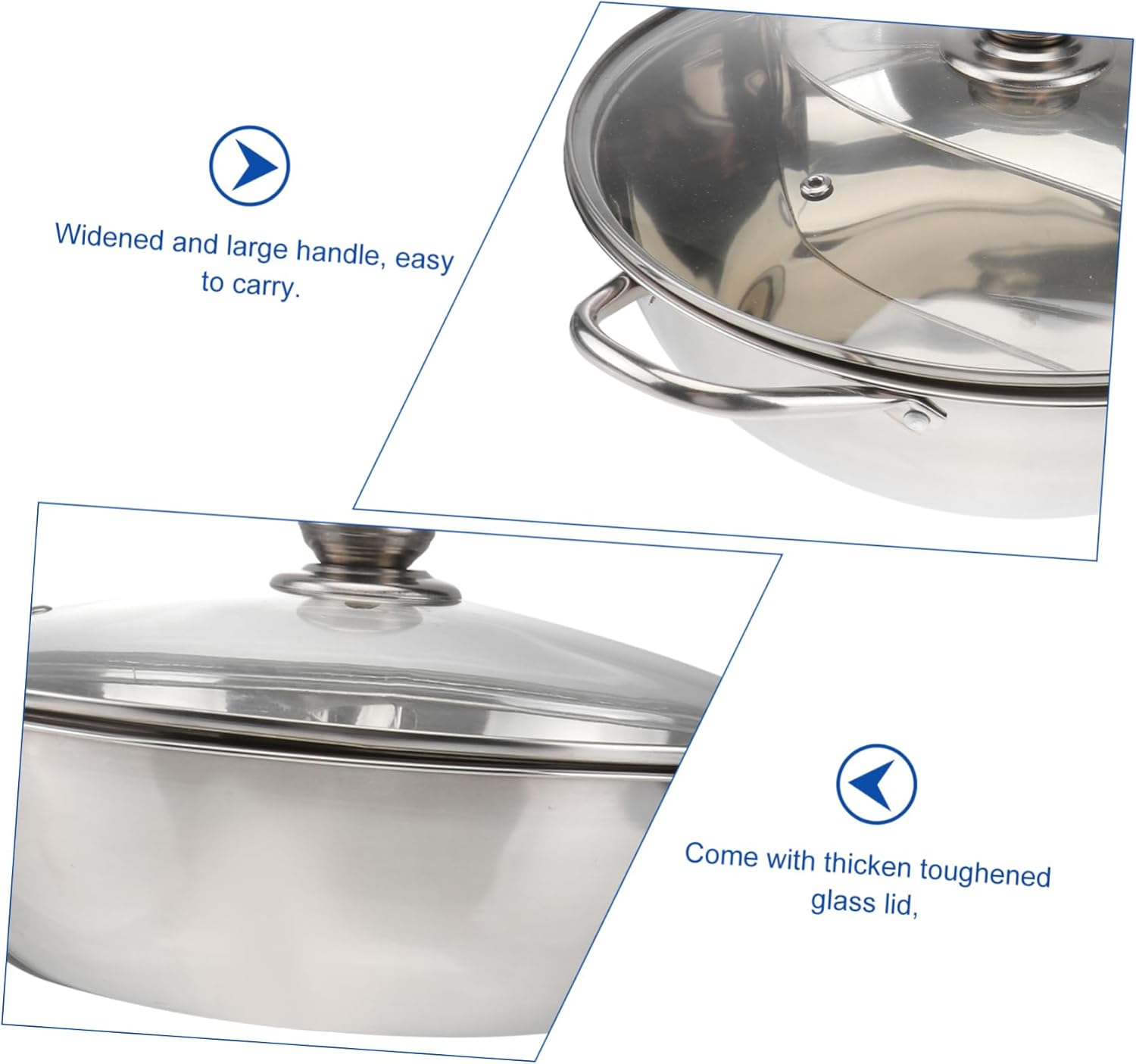 Stainless Steel Dual Hot Pot with Lid Multifunctional Induction Cooker Cookware for Gas and Electric Stoves Divider Design for Two Flavors for Family Gatherings and Parties