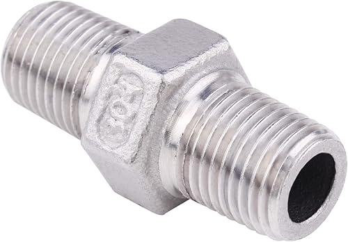 Miniatura 5 de Pezón hexagonal macho de 18 pulgadas NPT  Acero inoxidable 304 roscado para kit de preparación, aplicación de tubería casera (paquete de 5)