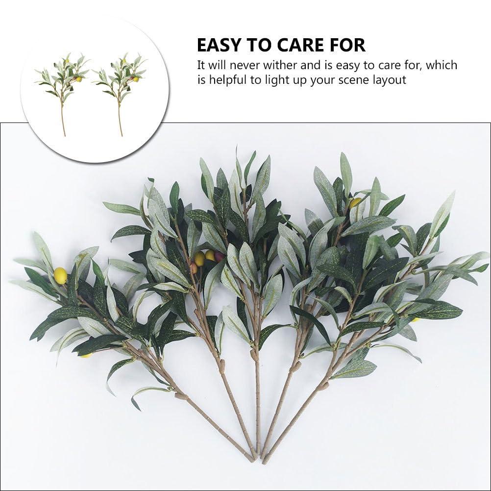 PRETYZOOM 2pcs Artificial Olive Branches 36cm Long Stems with Faux Olive Fruits Simulation Greenery Vase Fillers for Home Decoration Table Centerpieces Floral Arrangements