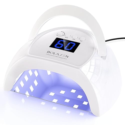 Miniatura 10 de BOLASEN Lámpara UV para esmalte de uñas de gel, luz UV de 80 W para uñas, secador de uñas LED profesional con base de metal, 42 cuentas LED, 4