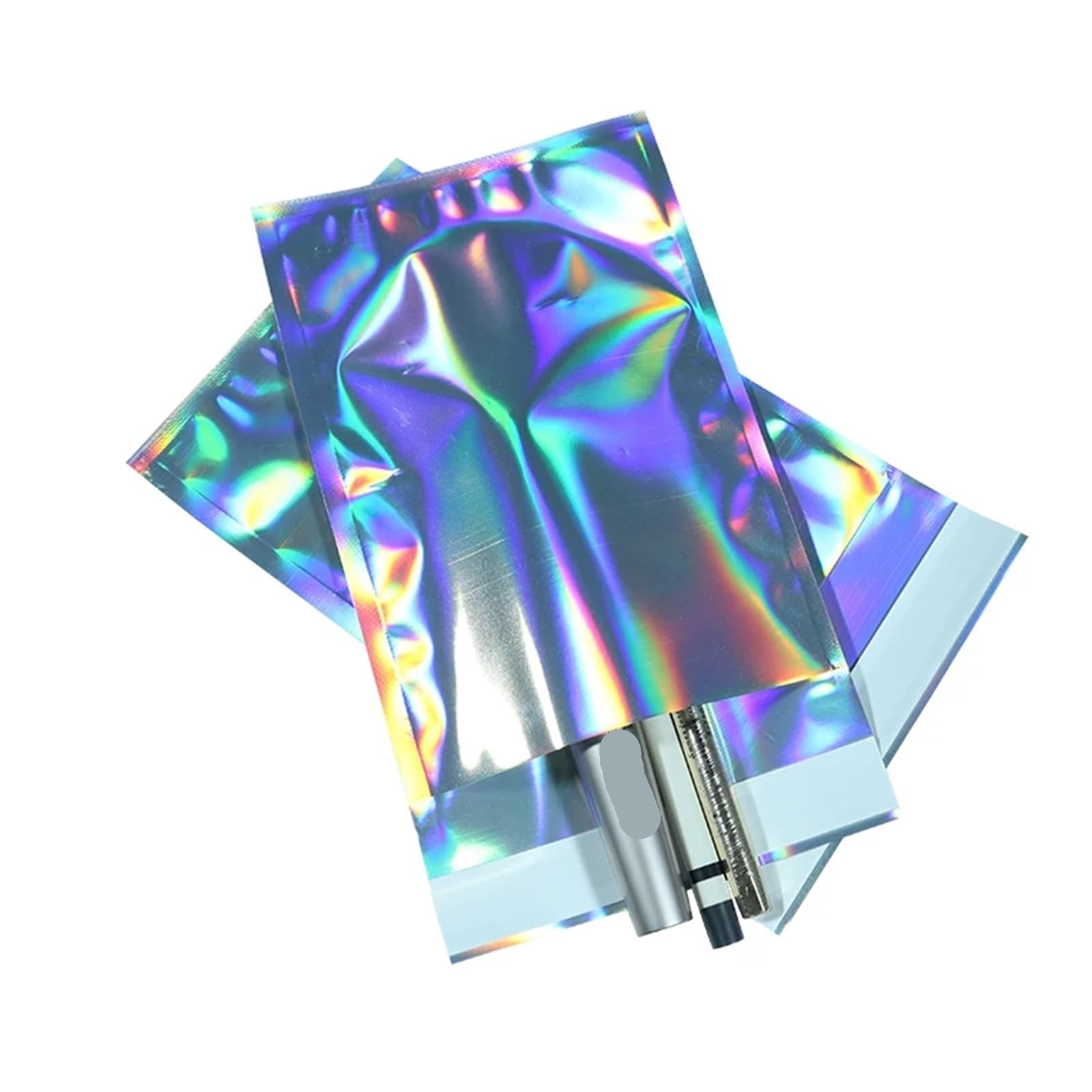 300PCS Laser Selbstdichtende Kunststoff Umschläge Mailing Lagerung Taschen Holographische Schmuck Poly Klebstoff Kurier Verpackung für Lipgloss und Schmuck