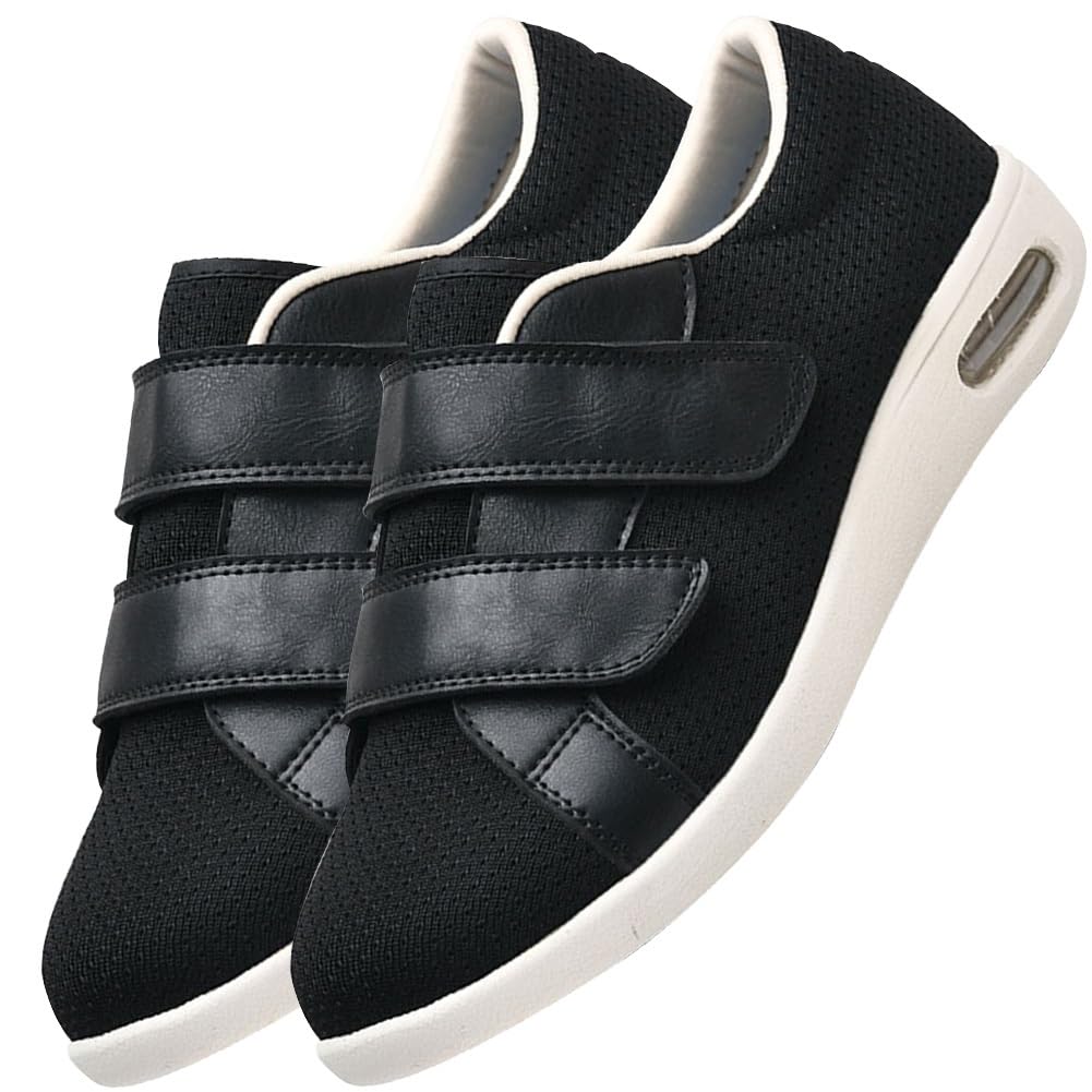 POFH Womens Diabetic Shoes Slippers Lightweight for Diabetic Edema Plantar Fasciitis Bunions Arthritis Swollen Feet Lightweight Anti Slip Sneaker Sole (Color : Black, Size : 38 EU)