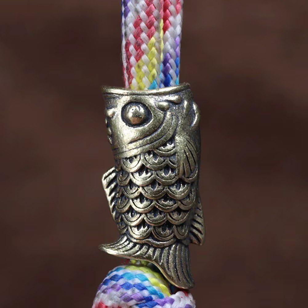 Zawieszka w kształcie ryby, linka paracord, perła, mosiądz, antyczna smycz, zawieszka do bransoletki, naszyjnika, breloczka, dekoracja