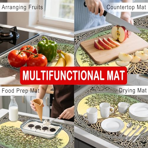 Image of Nuxovilar Stove Top Cover for Electric Stove, 20x28 Inch Polyester Glass Cooktop Protector with inchTree of Life inchpattern Design, for Kitchen Decor & Daily Use