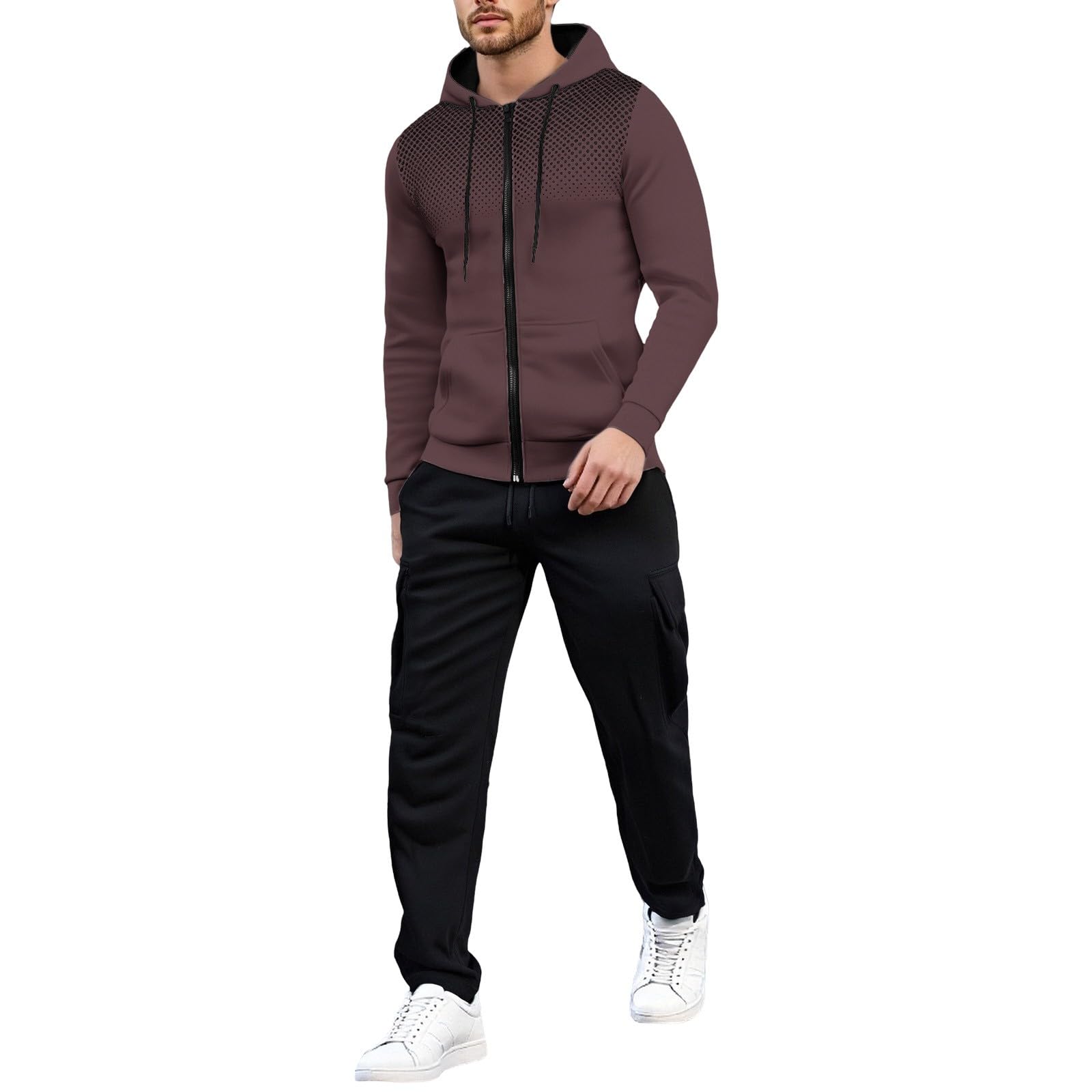 Tuta da Ginnastica Uomo Maniche Lunghe Felpa con Cappuccio e Jogging Pantaloni Sportiva Set Completa Tracksuit,Tuta Invernale Uomo,Regalo Natale Halloween Capodanno