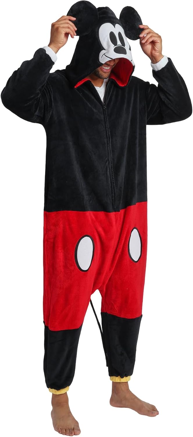 Disney Mickey Mouse Adult Long Sleeve Hooded Kigurumi Onesie Costume Cosplay Suit - Image 3