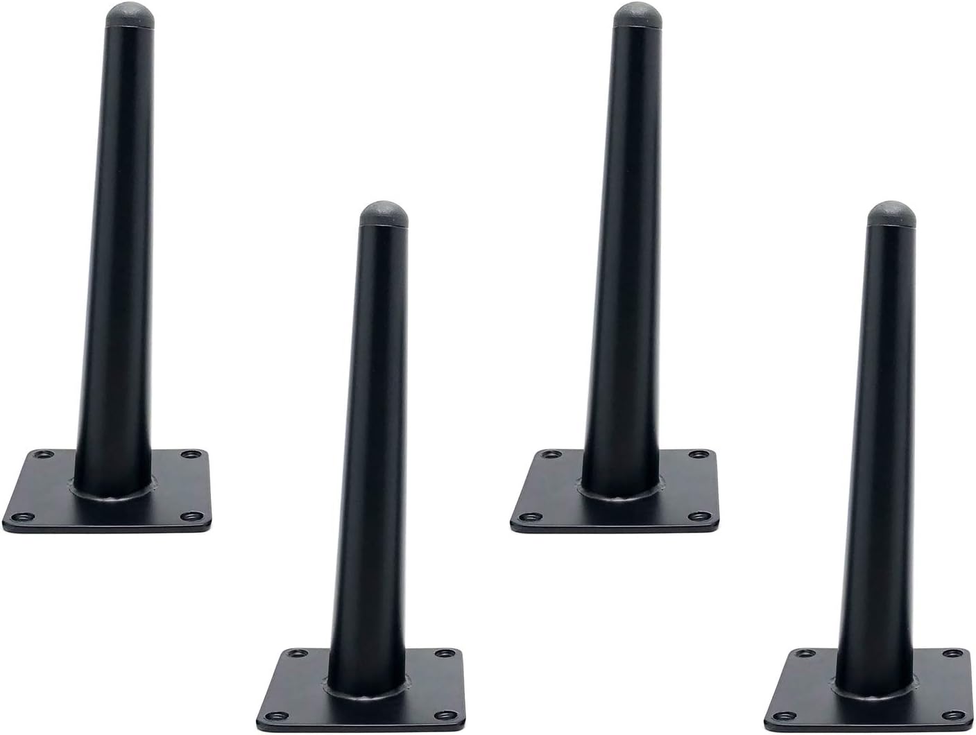 Metal Straight Tapered Matte Black Furniture Legs,Sofa Support Legs,Coffee Table Legs,Kitchen/Bathroom/TV Cabinet Legs,10-72cm,Capacity 300kg,with Screws,Set of 4 (50cm/19.7in)