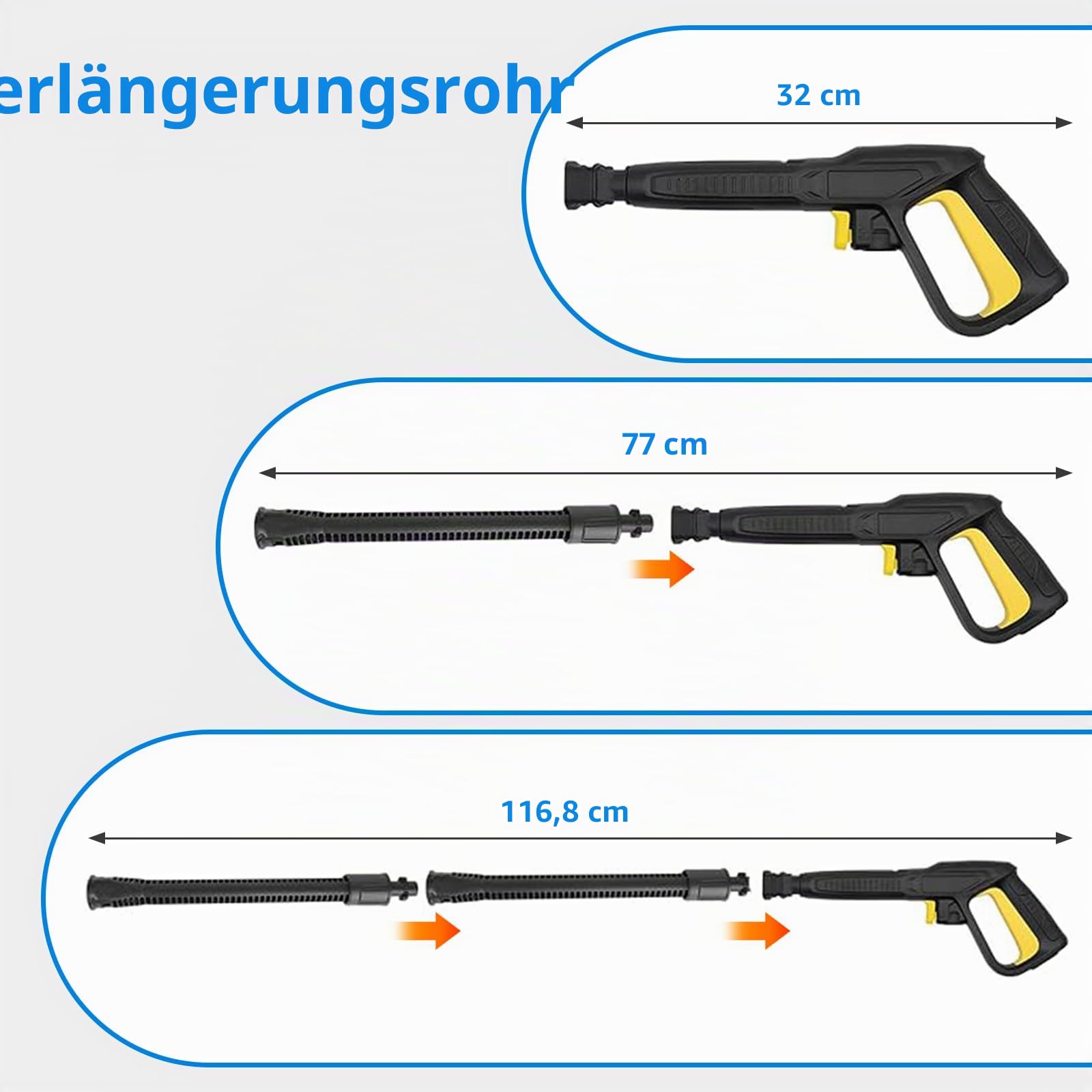 Sprühlanze Verlangerung, Hochdruckreiniger Zubehör für Karcher K2 K3 K4 K5 K6 K7, Strahlrohr für Hochdruckreiniger, 0.4M Verlangerung, Ersatz Sprühpistolen-Verlangerungsstange, 2 Stück