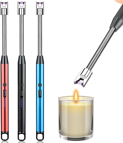 Spellwish Gas Arc Lighter With USB Charging, Flameless Windproof, LED Battery Display, Safety Switch, 360-Degree Rotation for Aromatherapy, Candles, BBQ, Camping