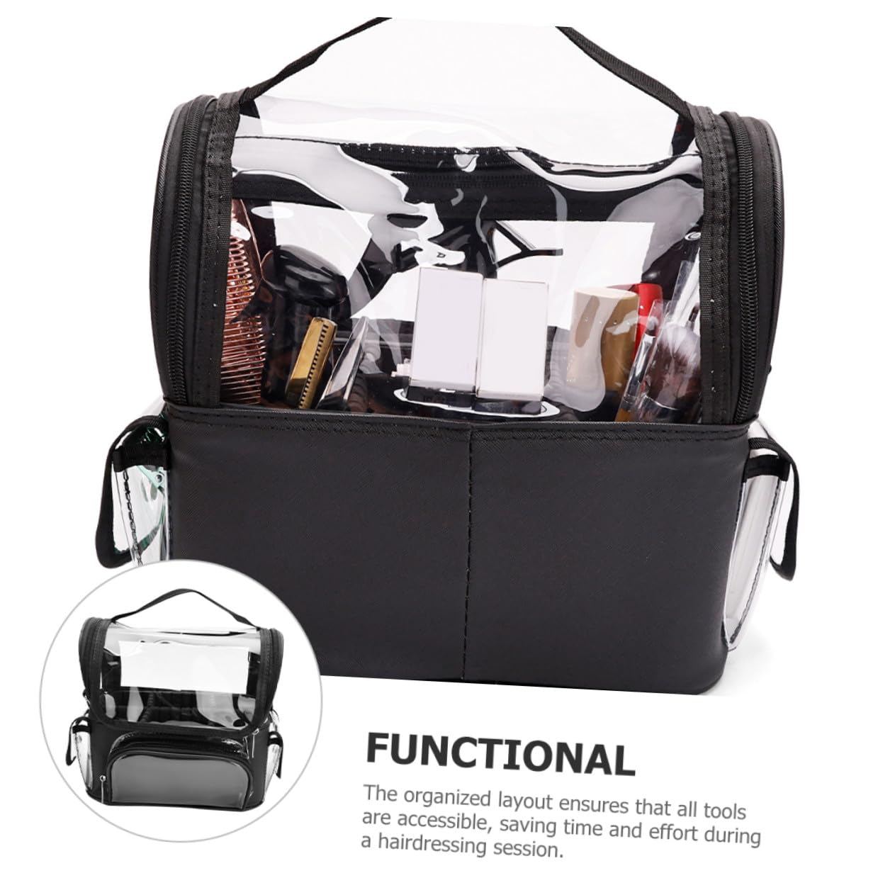 Healvian Borsa Trasparente per Attrezzi Organizer per Parrucchiere Custodia Viaggio Resistente per Clipper ed Accessori per Hairstylist e Barbershop