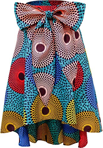 Shenbolen Women African Traditional Costume Flower Print Casual Dashiki Skirt (Medium,L)