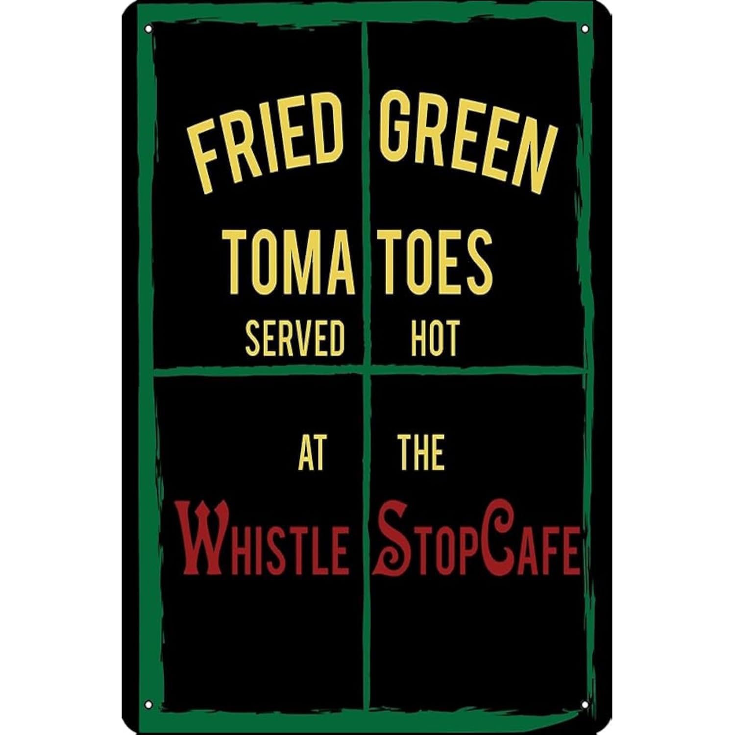 Fried Green Tomatoes Retro Tin Sign, Man Cave Home Classic Movie Wall Decor 12x8 Inch