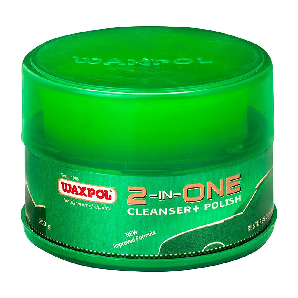 Waxpol 2 in One Polish Cleanser + Polish Paint Restorer 250 g with Carnuba Wax and Micro Polishing Agents (Protects and Shines Cars, Bike, Scotty for all Auto Care needs)