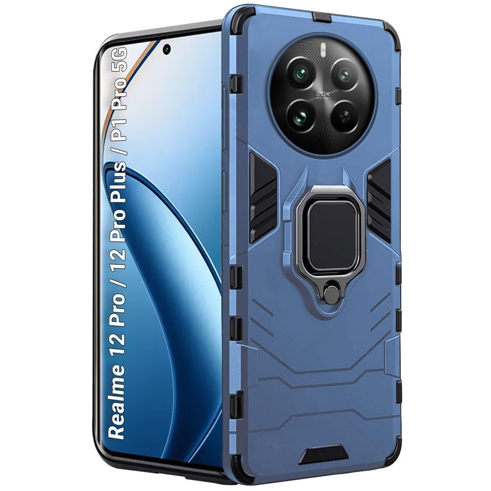 TheGiftKart Tough Armor Bumper Back Case Cover for Realme 12 Pro / 12 Pro Plus 5G / Realme P1 Pro 5G | Ring Holder & Kickstand In-Built | 360 Degree Protection Back Cover Case (PC & TPU, Greyish Blue) (B0CXQ34Q5P) Amazon Price History, Amazon Price Tracker