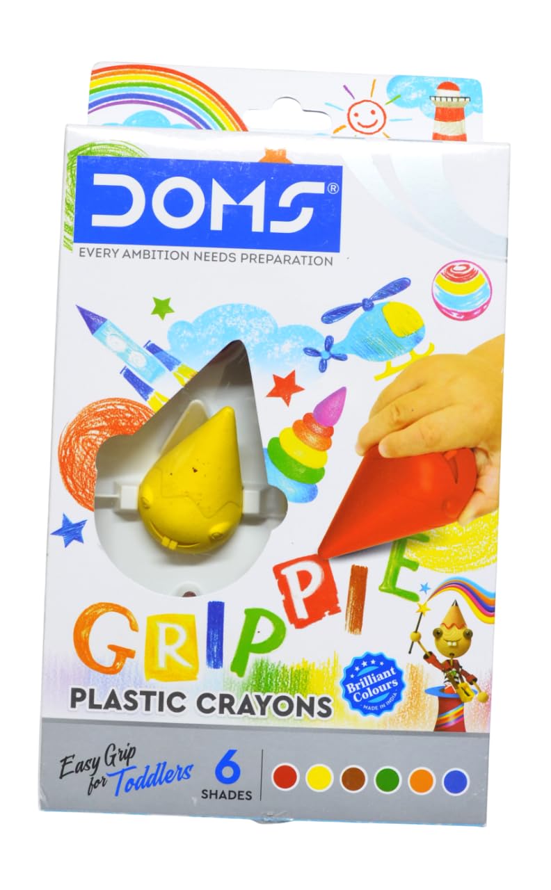 Doms 8354 Grippie Plastic Crayons 6 Shades Box