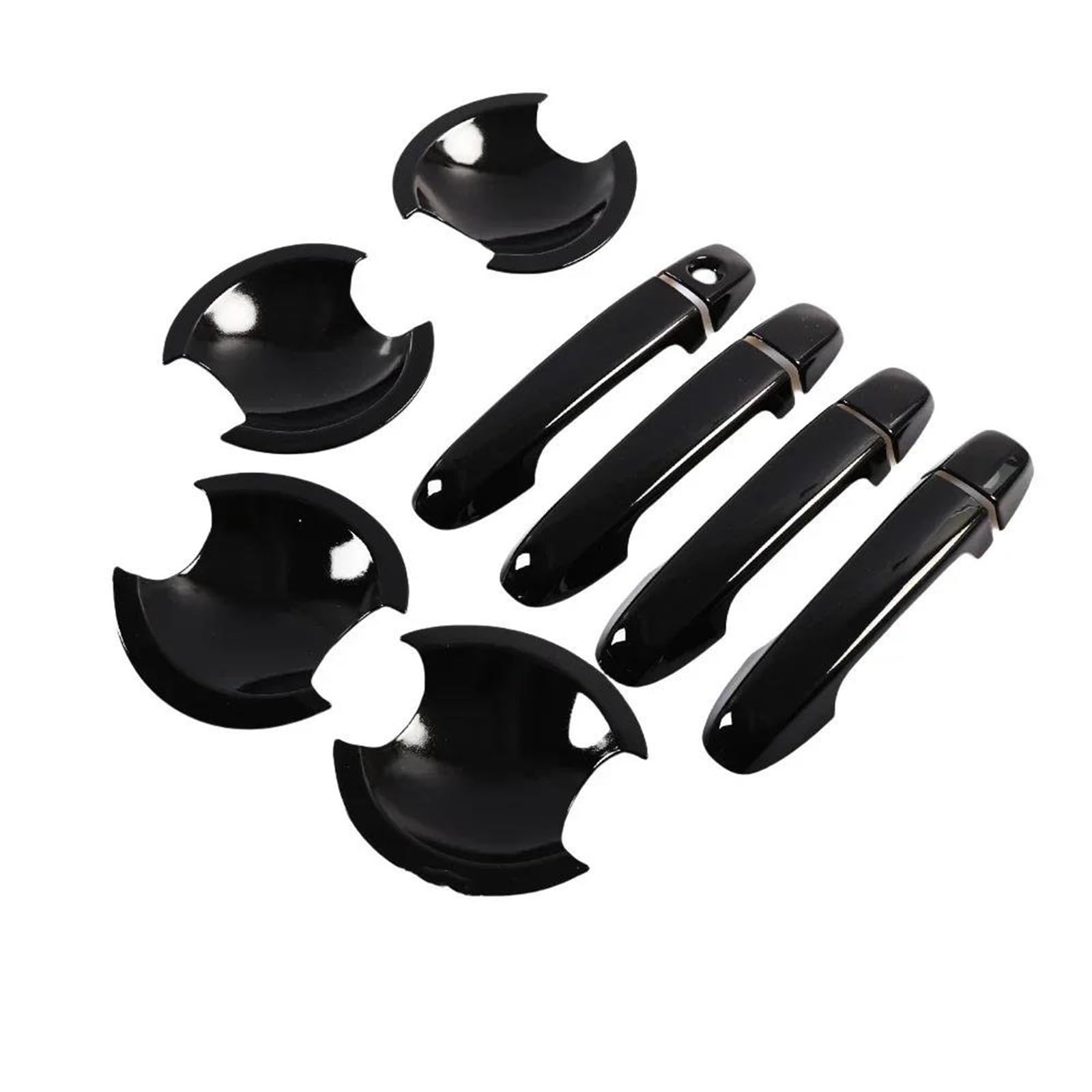 Piwine Black Handle-Bowl Handle Sticker Glossy Black Carbon Fiber Car Side Door Handle Cover Trim Sticker Styling Accessories For Camry Xv50 2012-2016(Black Handle-Bowl)