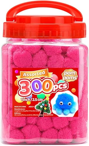 Vista 28 de Iooleem Pompones rosados – Tamaño surtido, 1200 piezas con ojos móviles, opciones de purpurina, perfectos para artes y manualidades
