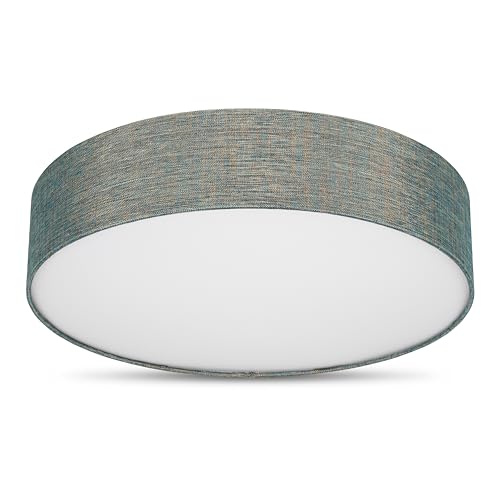 REV Deckenleuchte - Deckenlampe rund 50cm mit Stoff-Lampenschirm im Vintage-Look – ideal für Schlafzimmer & Wohnzimmer, grün-gold