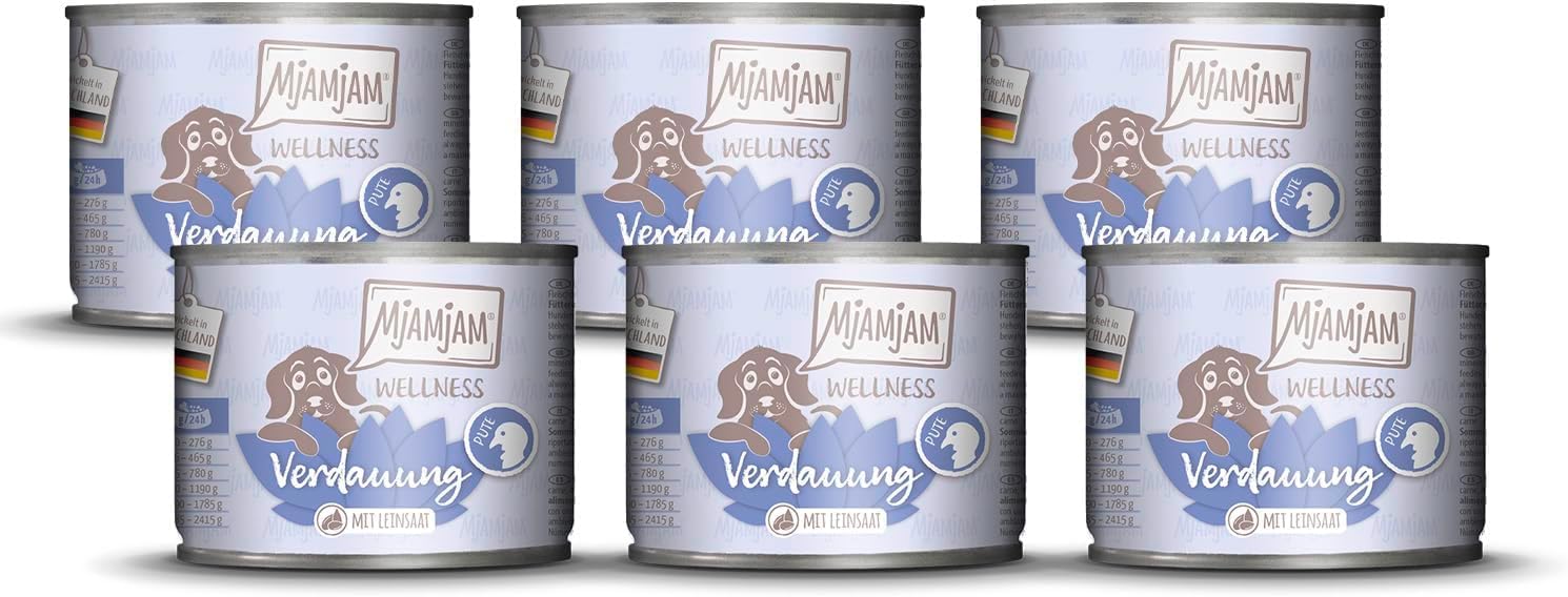 MjAMjAM - Premium wet food for dogs - Wellness - Digestion - Turkey, 6 pack (6x200g), grain-free
